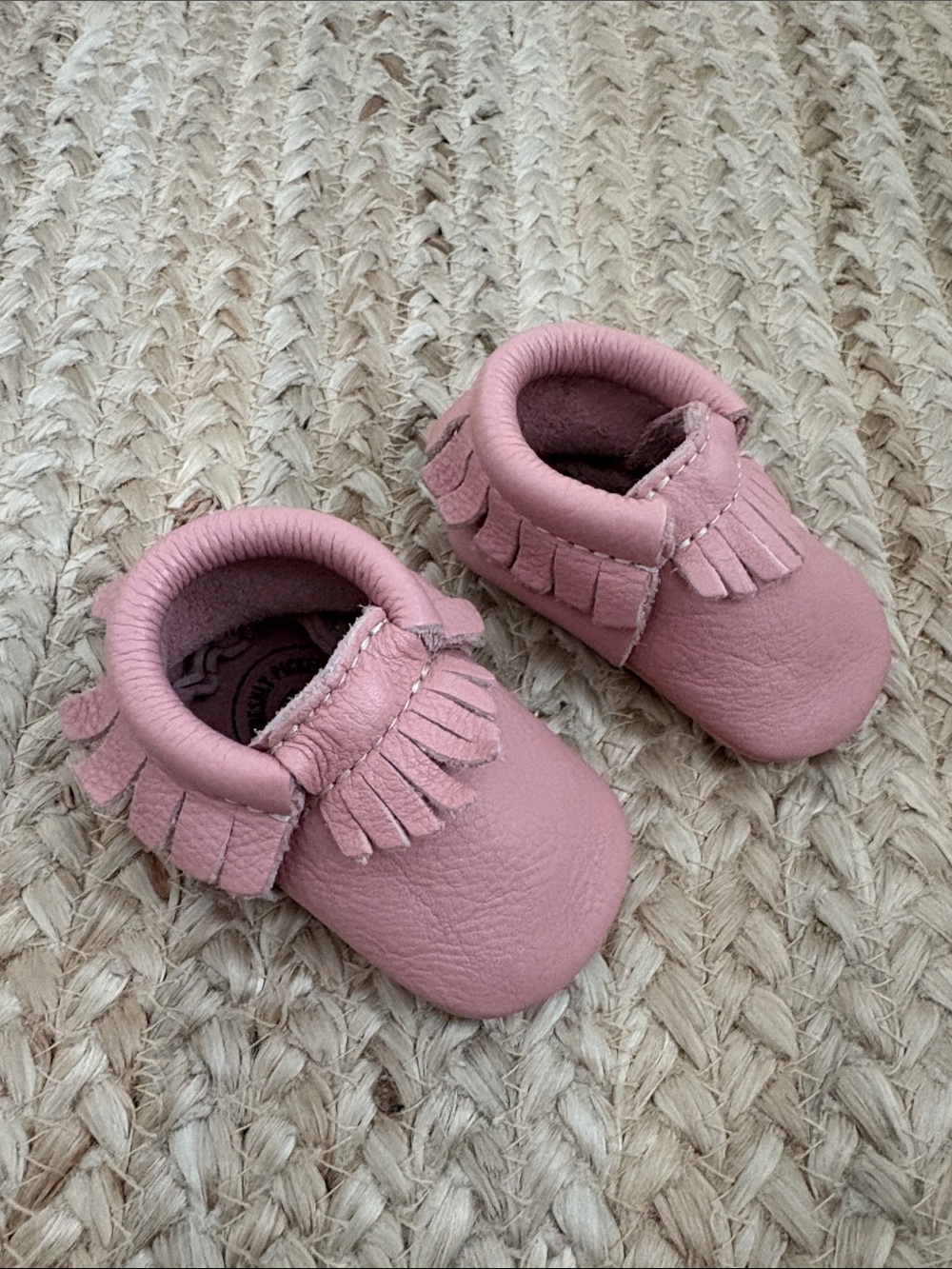 Freshly Picked Pink Fringe Baby Moccasins